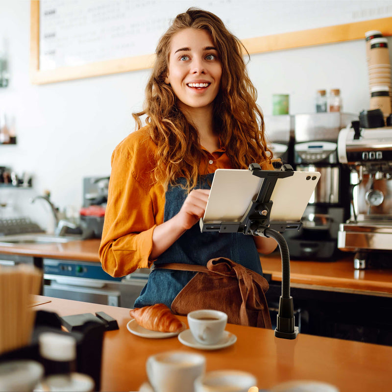 LockVise™ POS Locking Tablet Holder with 12” Gooseneck Clamp Mount