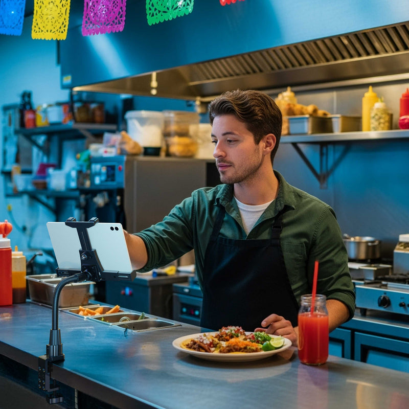 LockVise™ POS Locking Tablet Holder with 12” Gooseneck Clamp Mount