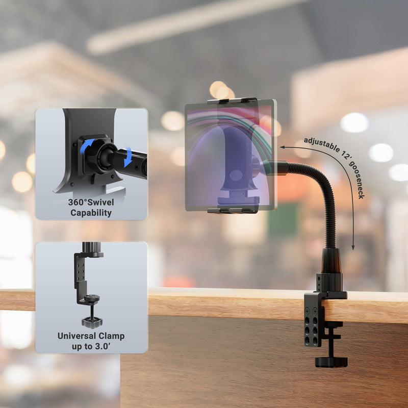 Slim-Grip® Ultra Pro POS Tablet Mount with 12” Gooseneck Clamp