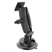 Arkon Mounts Adjustable Suction Cup Mount with 3.75″ Arm, a black adjustable suction cup mount featuring a 25mm ball-compatible shaft arm and a mounting plate.