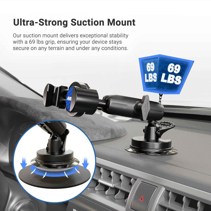 RoadVise® Phone Holder with Sticky Suction Mount and Shaft