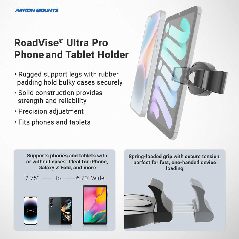 RoadVise® Ultra Pro Phone Holder with 3.75" Shaft and AMPS Drill-Base Mount