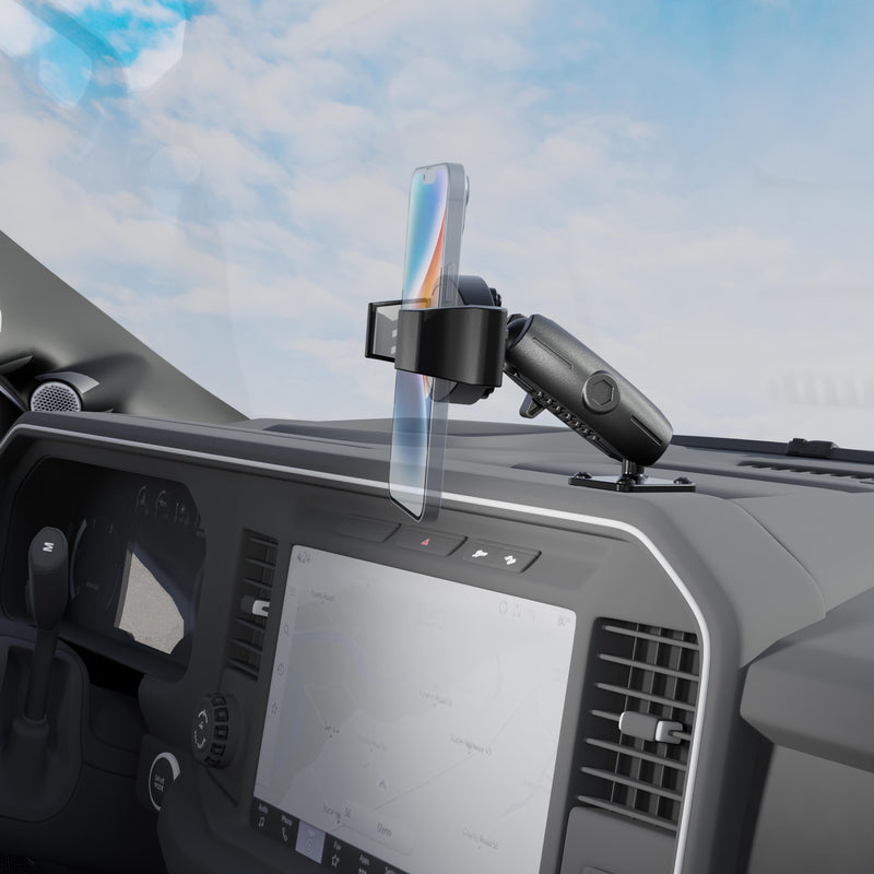 RoadVise® Ultra Pro Phone Holder with 3.75" Shaft and AMPS Drill-Base Mount