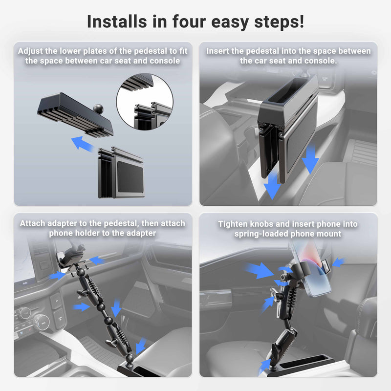 Car Seat Wedge RoadVise® Ultra Phone Holder with Dual Shaft Arms