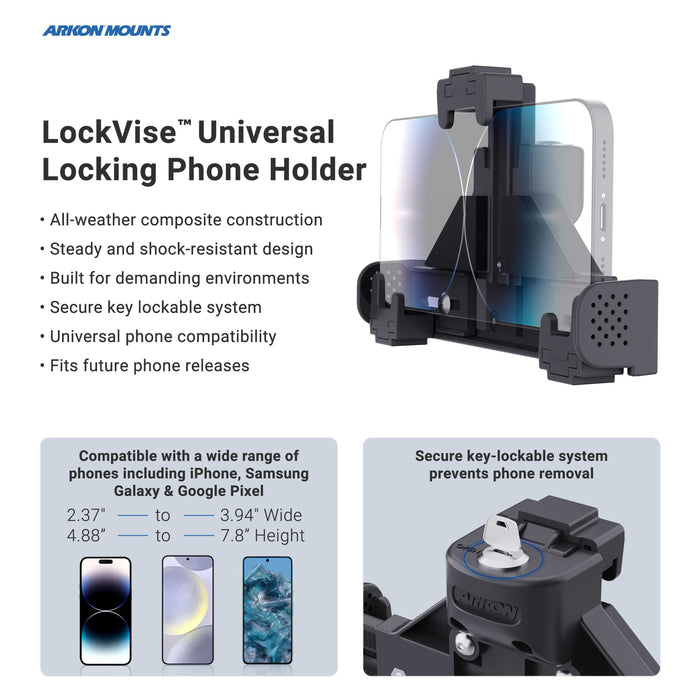 LockVise™ Locking Phone Mount with 4-Hole AMPS Drill Base