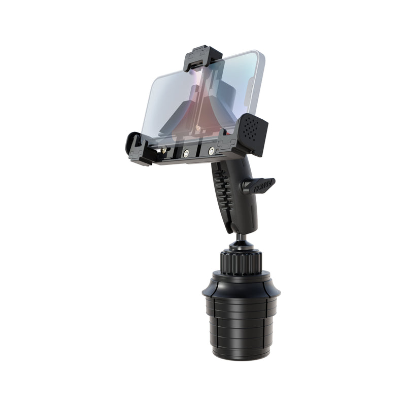 LockVise™ Locking Phone Holder with Robust™ Car or Truck Cup Holder Mount