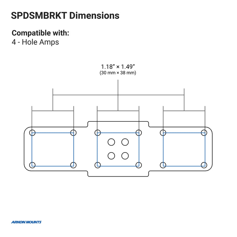 Technical diagram of a mounting bracket with dimensions and compatibility details on a white background.
