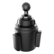 A black Arkon Mounts 25mm Ball Expandable Vehicle Cup Holder Mount Base featuring an expandable base and a 25mm ball joint on top.