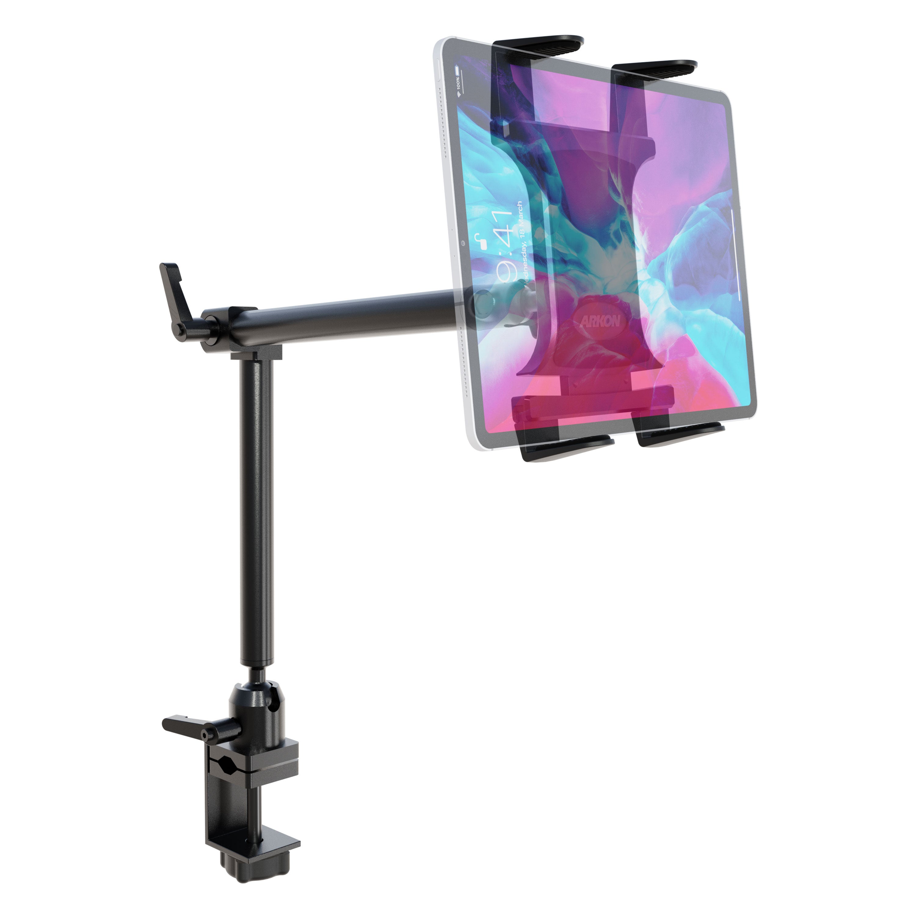 Slim-Grip® Tablet Holder with Heavy-Duty Desk or Wheelchair Clamp