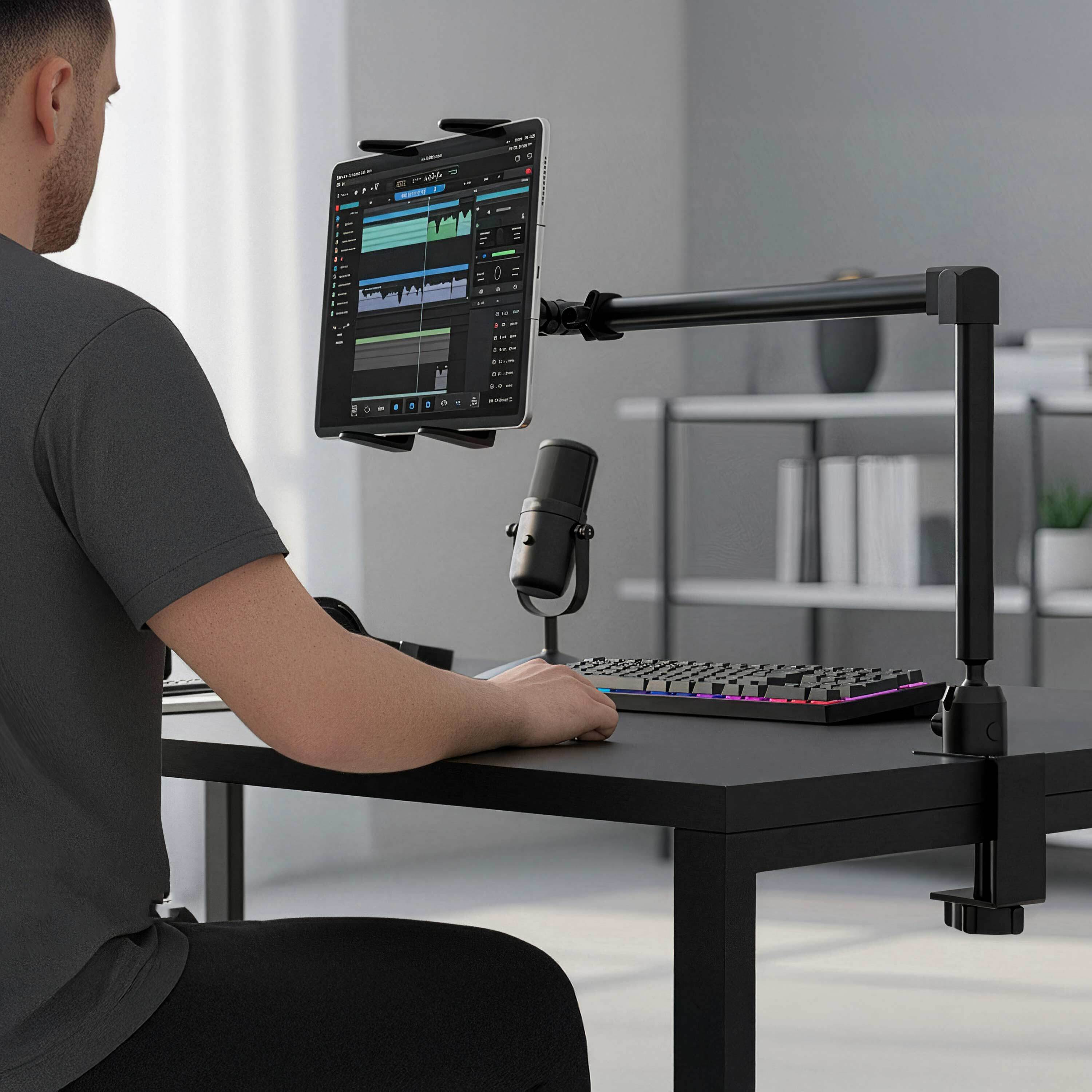Slim-Grip® Tablet Holder with Heavy-Duty Desk or Wheelchair Clamp