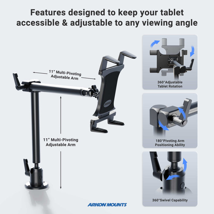 Heavy-Duty Drill-Base Tablet Mount with 22" Arm
