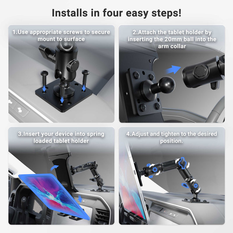 Slim-Grip® Ultra Pro Tablet Holder with Multi-Angle Arm and Drill-Base Mount