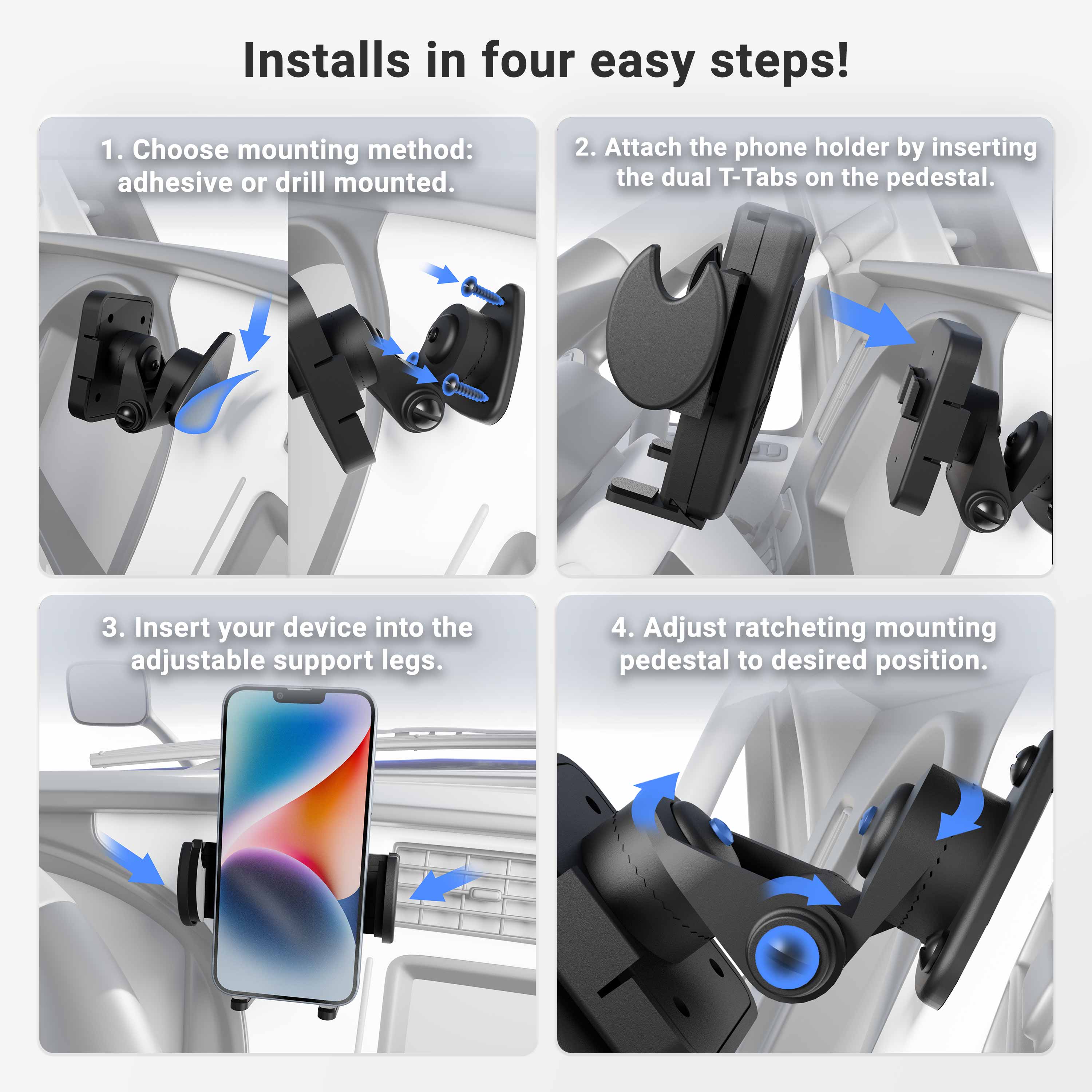 Mega Grip™ Holder with Adhesive Mount — Arkon Mounts