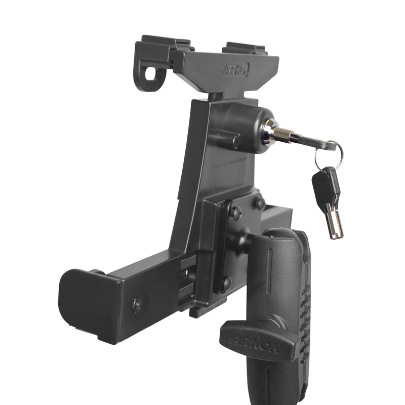 LockVise™ Locking Tablet Holder with 18” Seat Rail Mount and 3.75” Shaft Arm
