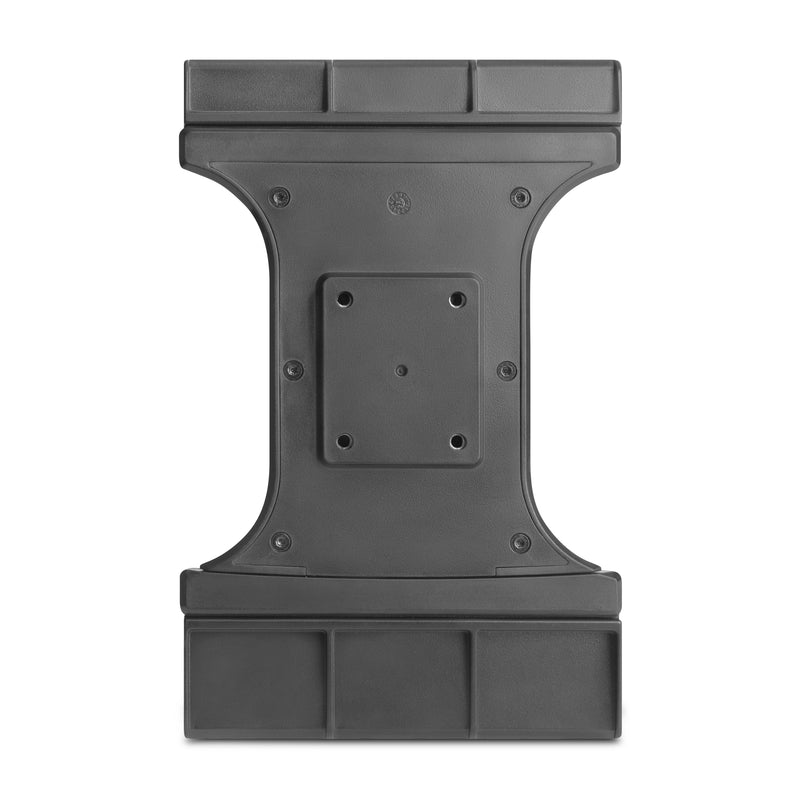 The Arkon Mounts Slim-Grip® Ultra Pro Holder is a black, rectangular plastic device with a wide base, narrow middle, and flat top. It features a central plate with four screw holes and raised edges on both ends—designed as a universal tablet holder to fit various devices.