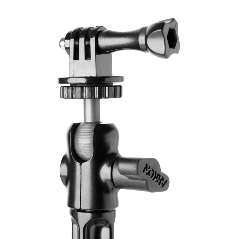 Close-up of the Heavy-Duty Wall Mount with Multi-Angle Arm for GoPro HERO action cameras, featuring two tightening knobs, ideal as a live streaming accessory, shown isolated on a white background.