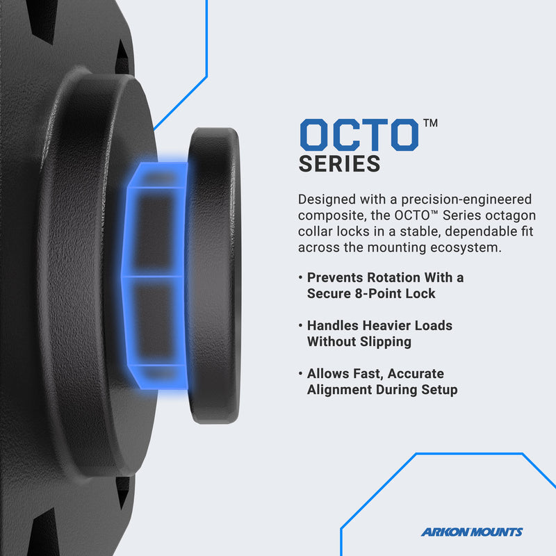 ARKON MOUNTS OCTO Series octagon collar with blue accent on a white background