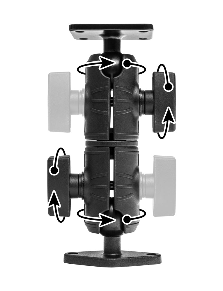 Double Socket Swivel Arm with Metal AMPS & Diamond Mount Plates