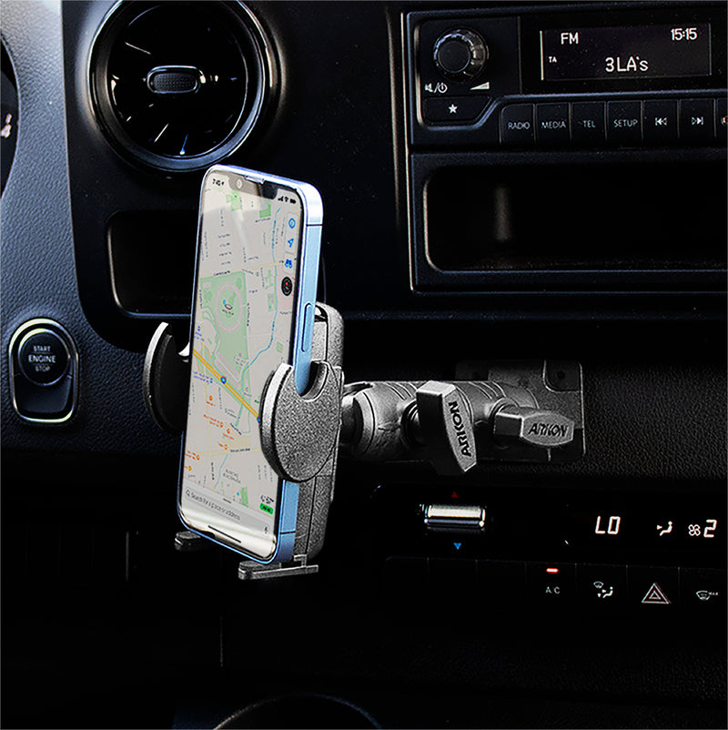 Mega Grip™ Phone Drill Base Mount with Double Socket Swivel Arm