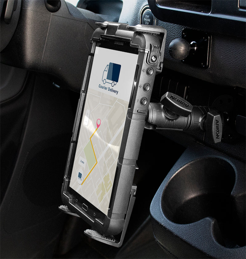 Slim-Grip® Tablet Holder with Double Socket Swivel Arm and Drill-Base Mount