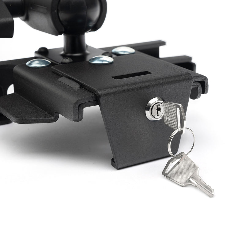 LockVise™ Metal Locking Tablet Mount with Drill Base Mount and 5" Metal Shaft