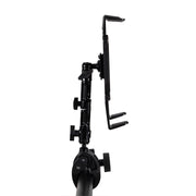 The Slim-Grip® Tablet Holder with Multi-Angle Arm and Clamp Mount, shown from the side on a white background, features padded grips and an adjustable black arm to securely hold your tablet in place.