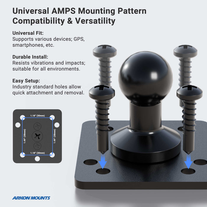 Aluminum 20mm Swivel Ball to 4-Hole AMPS Adapter-Arkon Mounts