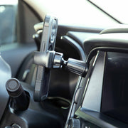 The Adjustable Car Vent Mount with 17mm Ball secures your smartphone next to the dashboard and infotainment screen, enabling hands-free use while driving.