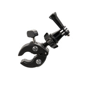 The Clamp Mount with GoPro Mount is a black, adjustable clamp featuring a tightening screw and GoPro-style attachment, perfect for action cameras. Shown isolated on a white background.