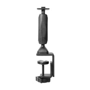 The Clamp Mounting Pedestal for Phone and Tablet Holders is a black adjustable clamp with a screw-in base and rotating arm, perfect for securely attaching holders or EPOS systems to desks or tables.