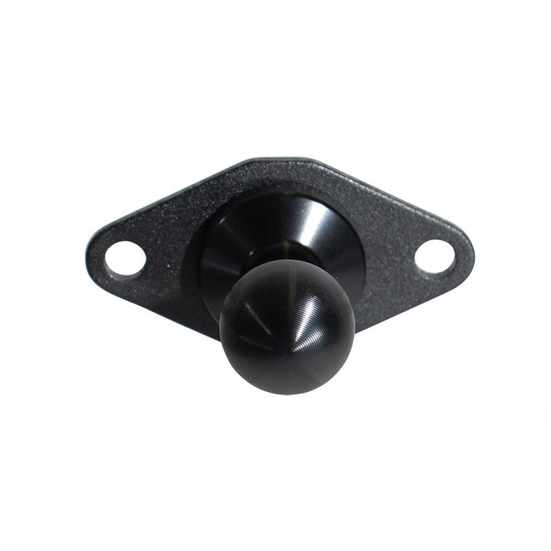 The Diamond 2-Hole AMPS to 20mm Ball Adapter is a black metal mount with a round 20mm ball end and a mounting plate with two holes, compatible with the Arkon HD Series, shown against a white background.