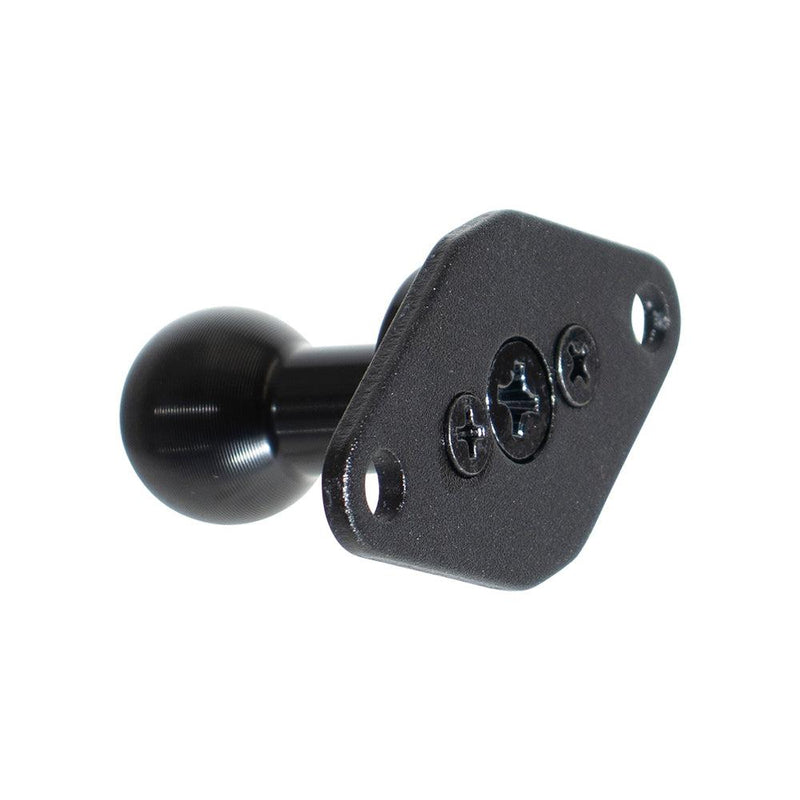 The Diamond 2-Hole AMPS to 20mm Ball Adapter is a black metal bracket with a round 20mm ball and three visible screws, ideal for mounting devices like the Arkon HD Series.