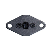 The Diamond 2-Hole AMPS to 20mm Ball Adapter is a small, dark gray, diamond-shaped metal plate with two holes on each end and three Phillips screws in the center, compatible with Arkon HD Series, shown against a white background.