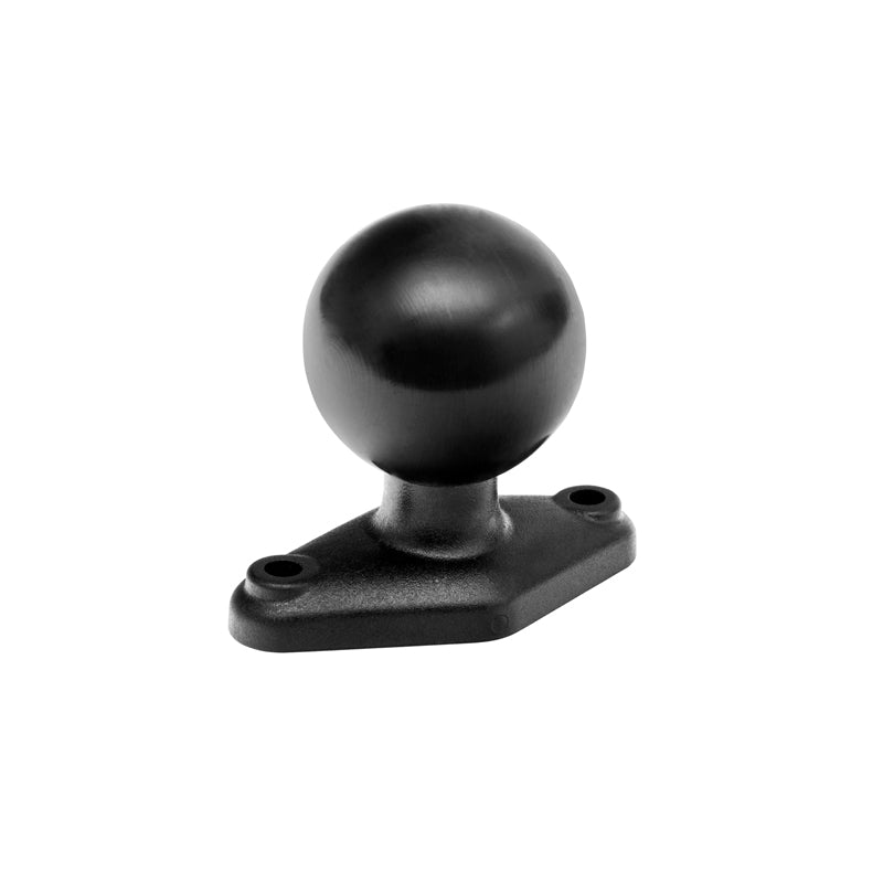 The Diamond-Shaped 38mm (1.5 inch) Ball to 2-Hole AMPS Adapter is a black metal mount for attaching devices, compatible with RAM Mounts Size C adapters for secure and flexible installations.