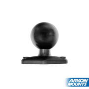 The Diamond-Shaped 38mm (1.5 inch) Ball to 2-Hole AMPS Adapter is a black spherical mounting adapter with a flat base for attaching devices. The Arkon Mounts logo appears in the bottom right corner.