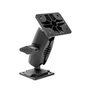 The Heavy-Duty Car or Wall Mount with 4 Arm for Camera, GPS, Satellite Radio, and Video Camera features a 4-Hole AMPS mount on a black adjustable bracket with a flat plate, jointed arm, and square base for secure device attachment.