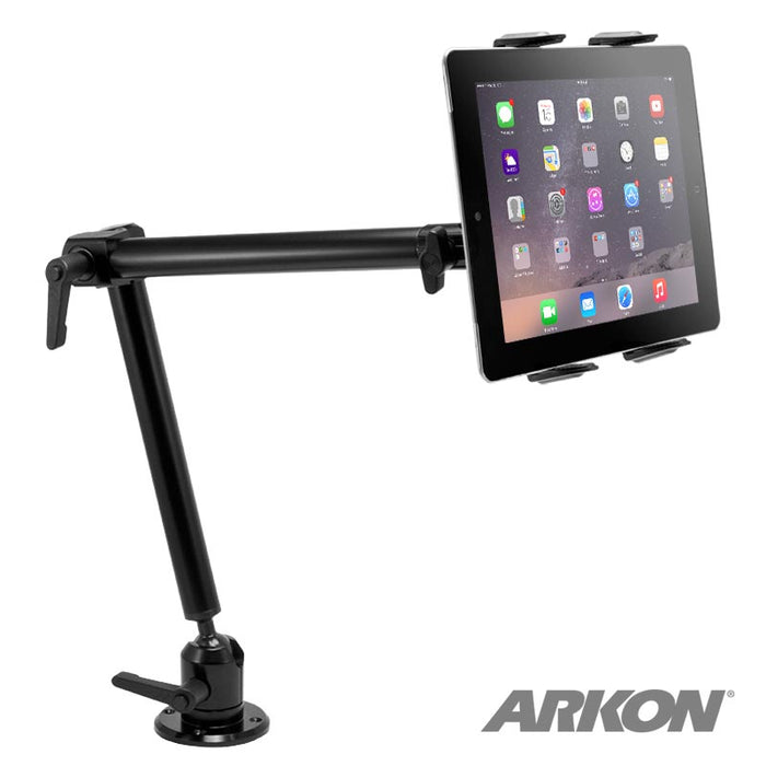 Heavy-Duty Drill-Base Tablet Mount with 22" Arm for iPad, Note, and more-Arkon Mounts