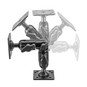 The Heavy-Duty Multi-Angle AMPS Drill-Base Mounting Pedestal with AMPS Head features 4-hole AMPS base plates, a multi-angle arm, and articulated joints for flexible positioning—ideal for use as an adjustable drill-base mount.