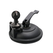 The Heavy-Duty Windshield Suction Base with Metal 25mm (1 inch) Ball securely attaches devices to flat surfaces like car windshields using a black, lever-operated suction mount and durable ball head.