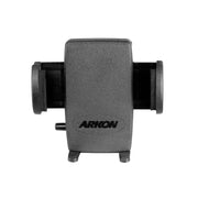 A black Mega Grip™ Universal Phone Holder - 4-Hole AMPS Compatible with adjustable side grips, shown facing forward against a white background.