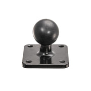 The Metal 4-Hole AMPS to 25mm (1 inch) Rubber Ball Adapter is a black metal plate with a central round rubber ball and four screw holes for mounts like the Arkon Robust Series.