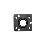 The Metal 4-Hole AMPS to Zirkona MAX3 Female Thread Adapter is a durable black, square plate with the NEC Triangle Hole Pattern, offering a robust commercial mounting solution and serving as an ideal AMPS drill-base adapter.