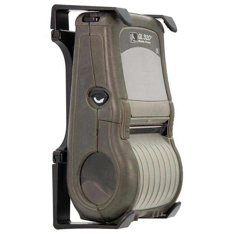 The Mobile Portable Printer Holder with AMPS Pattern for Zebra, Epson, and Brother Printers features a rugged, curved design with a handle-like frame. Compatible with Slim-Grip or 4-Hole AMPS Mounts for secure on-the-go use.
