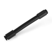 A black, cylindrical OCTO™ Series 13.25” Flexible Extension Pole with hexagonal ends, resembling a bolt or connector and ideal as a Gooseneck Accessory, is placed diagonally on a white background.