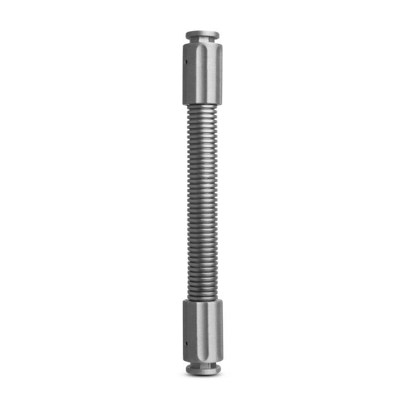 The OCTO™ Series 8” Flexible Extension Pole, a metal helical spring rod with cylindrical metal ends and gooseneck flexibility, is shown standing vertically against a plain white background.