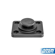 The OCTO™ Series Button Pattern to 4-Hole AMPS Rectangular Adapter is a black bracket with a central circular attachment, four screw holes, and the Arkon Mounts logo in the bottom right corner.