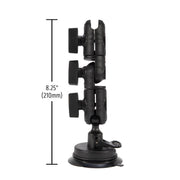 Side view of the OCTO™ Series Ratcheting Suction Mount in black, featuring three adjustable joints and a total height of 8.25 inches (210mm).