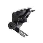 The Radar Detector Mount for Windshield features black plastic and metal construction, an adjustable knob, and a clear suction cup for secure attachment to flat surfaces. Compatible with Rocky Mountain Phantom-T radar detectors.