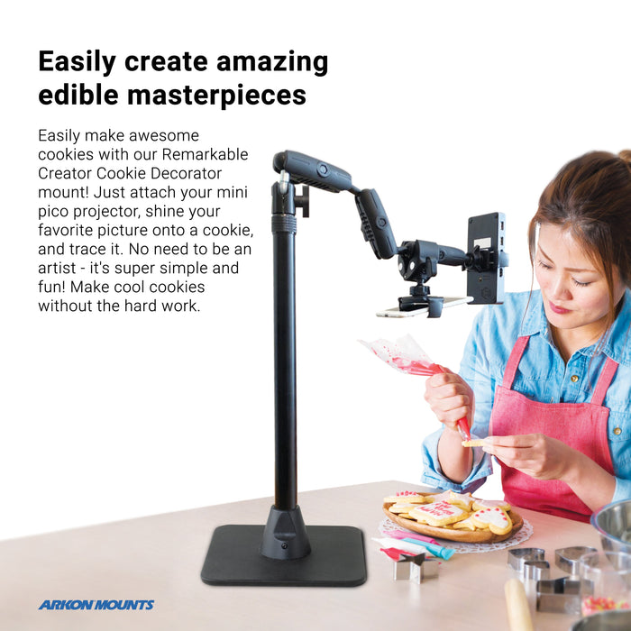Remarkable Creator™ Cookie Decorators Mount for Phones and Pico Projectors with TEAL Pole-Arkon Mounts