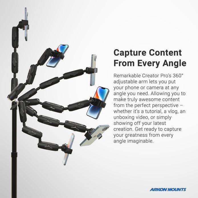 Remarkable Creator™ Pro Mount for Phone or Camera with Teal Extension Pole-Arkon Mounts